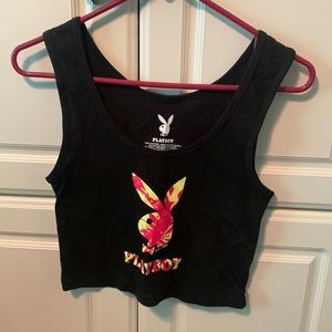 Playboy- black cropped tank top